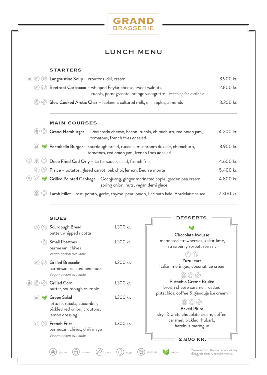 Lunch menu