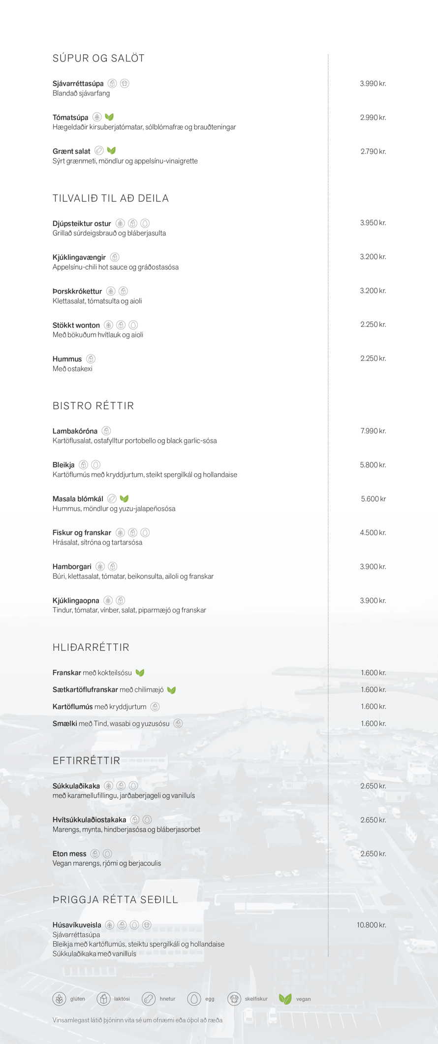 Kvöldverðarseðill