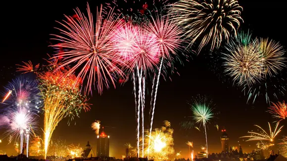 New Year’s fireworks in the sky.