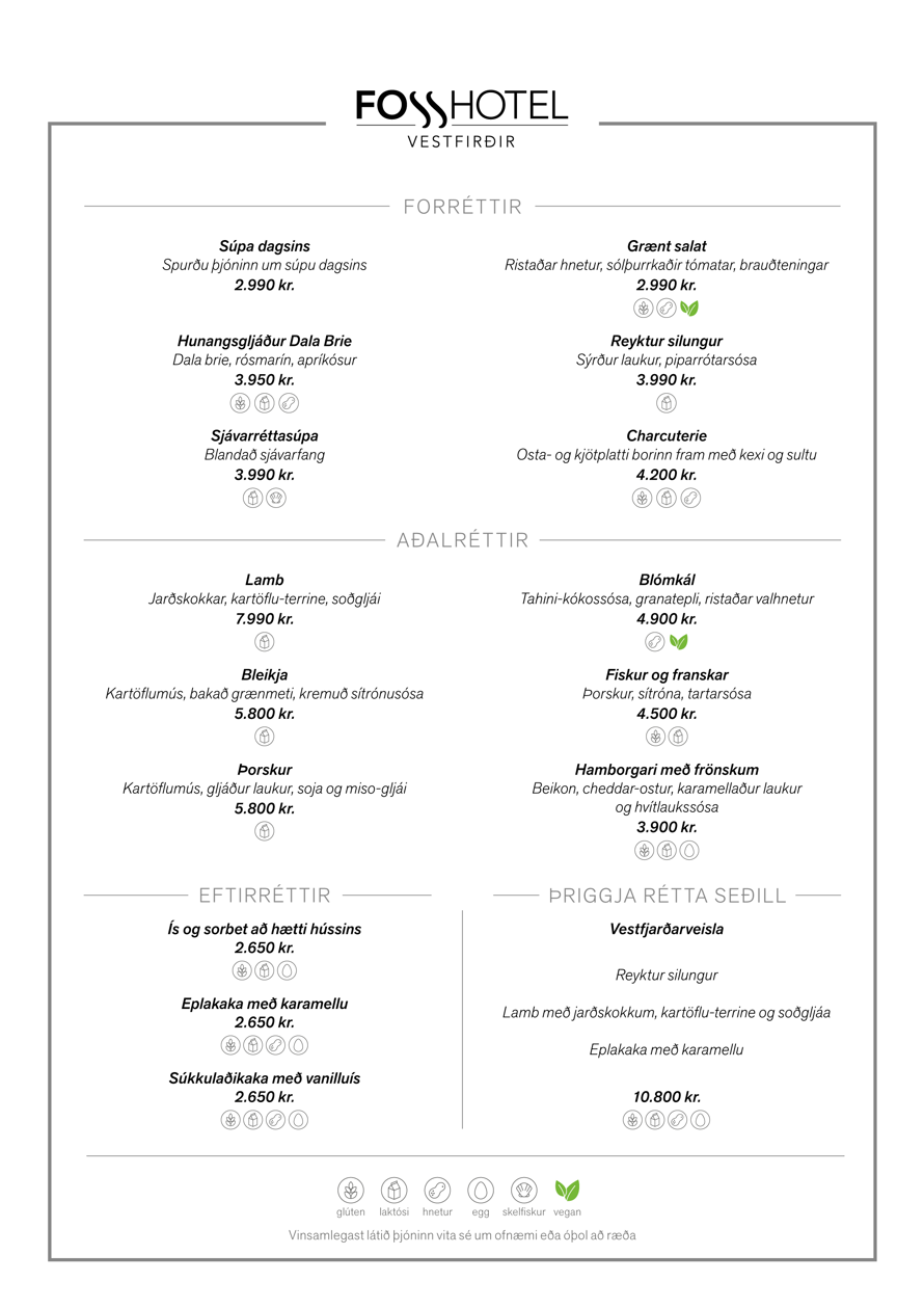 Kvöldverðarseðill